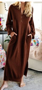 Natural Life Long Sleeve Rib Knit Maxi Sweater Dress Size S/M G10